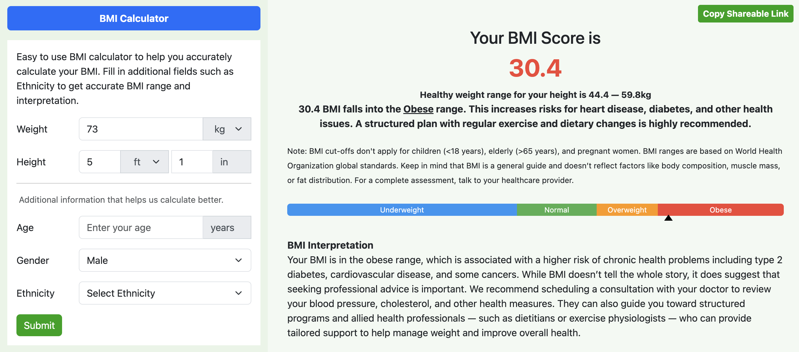 BMI Calculator BMI Calculator